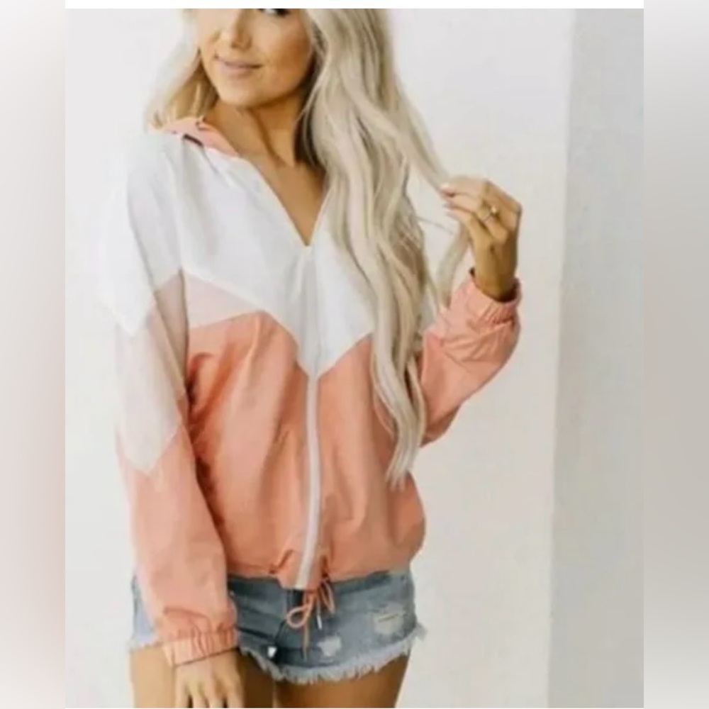 Love Tree Women’s Pink Colorblock Windbreaker Size S Like New - Picture 3 of 9